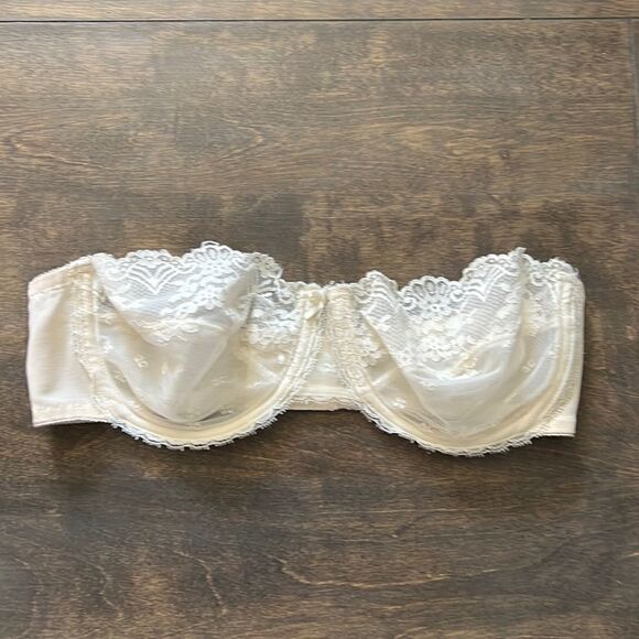 Vintage strapless ivory unlined wired bra 36C - Picture 5 of 6